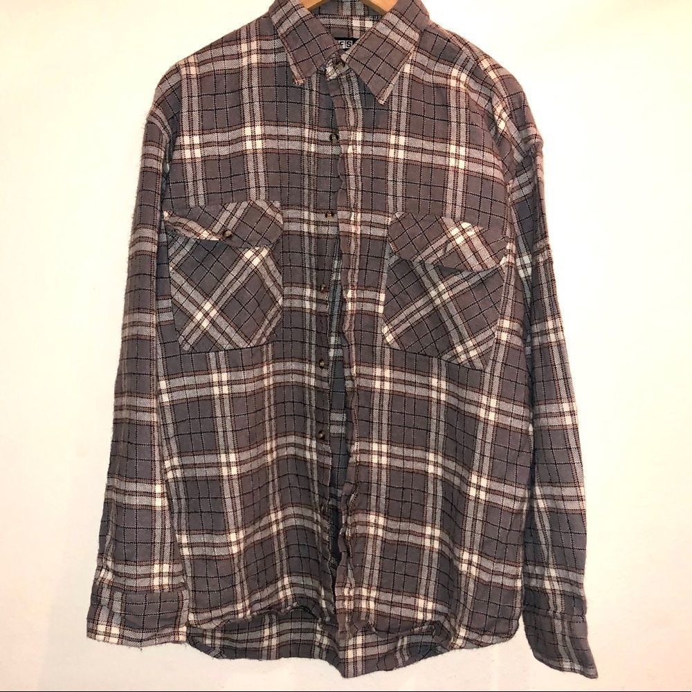 WFS Element Gear Mens Button Up Plaid Shirt XL